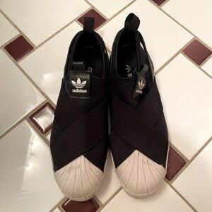 Adidas Black and White Slip on Sneakers
